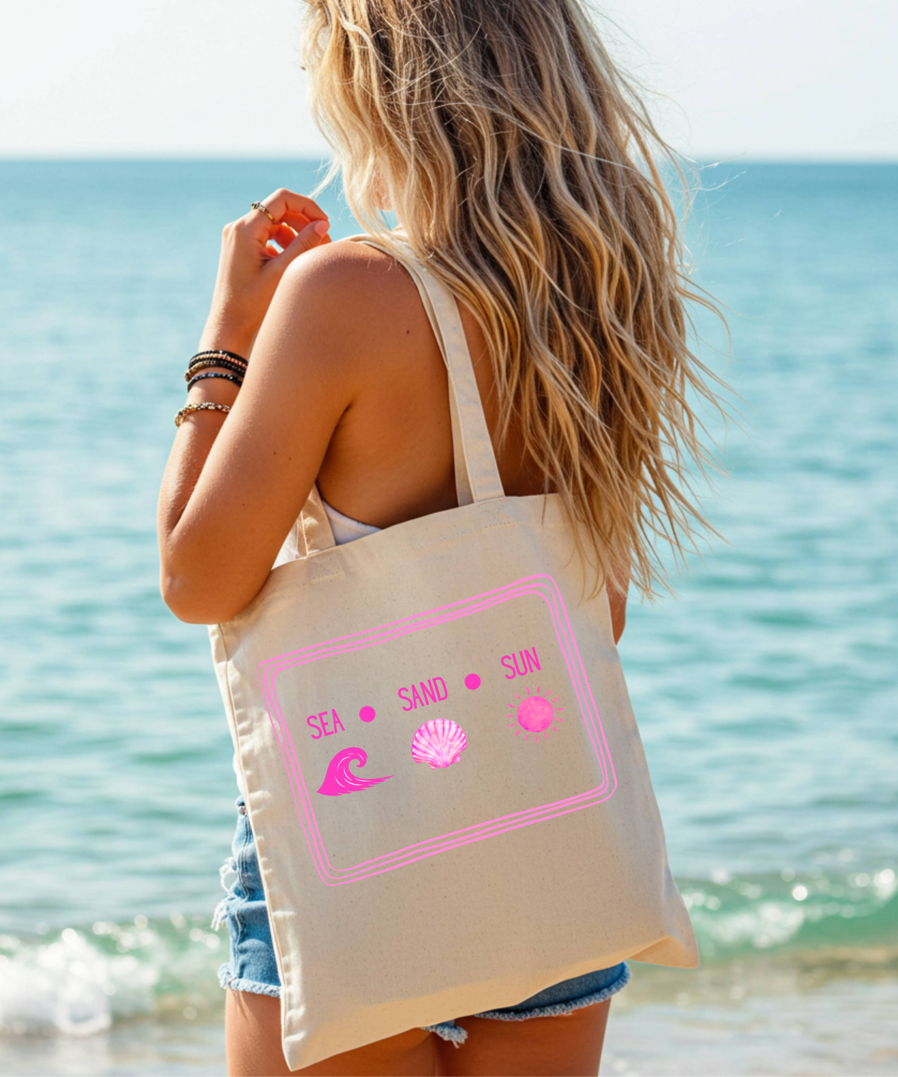 Beach Tote Bag — "Sea • Sand • Sun"